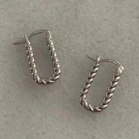Modest Lu Jewelry - COPY - Sterling Silver Oval Twist Hoop Earrings Brand New